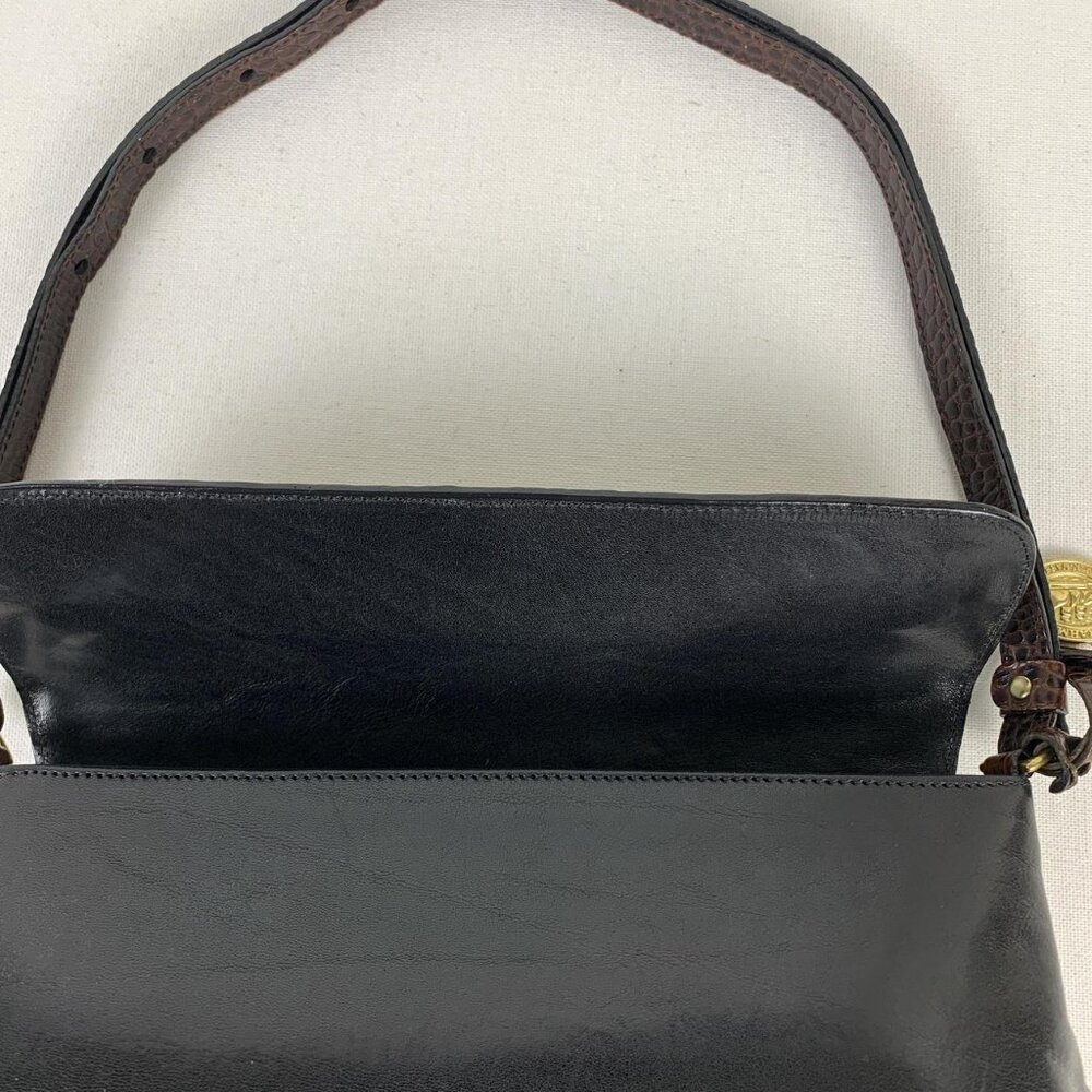 Brahmin Elegant Brown & Black Leather Crossbody Bag - Picture 7 of 8